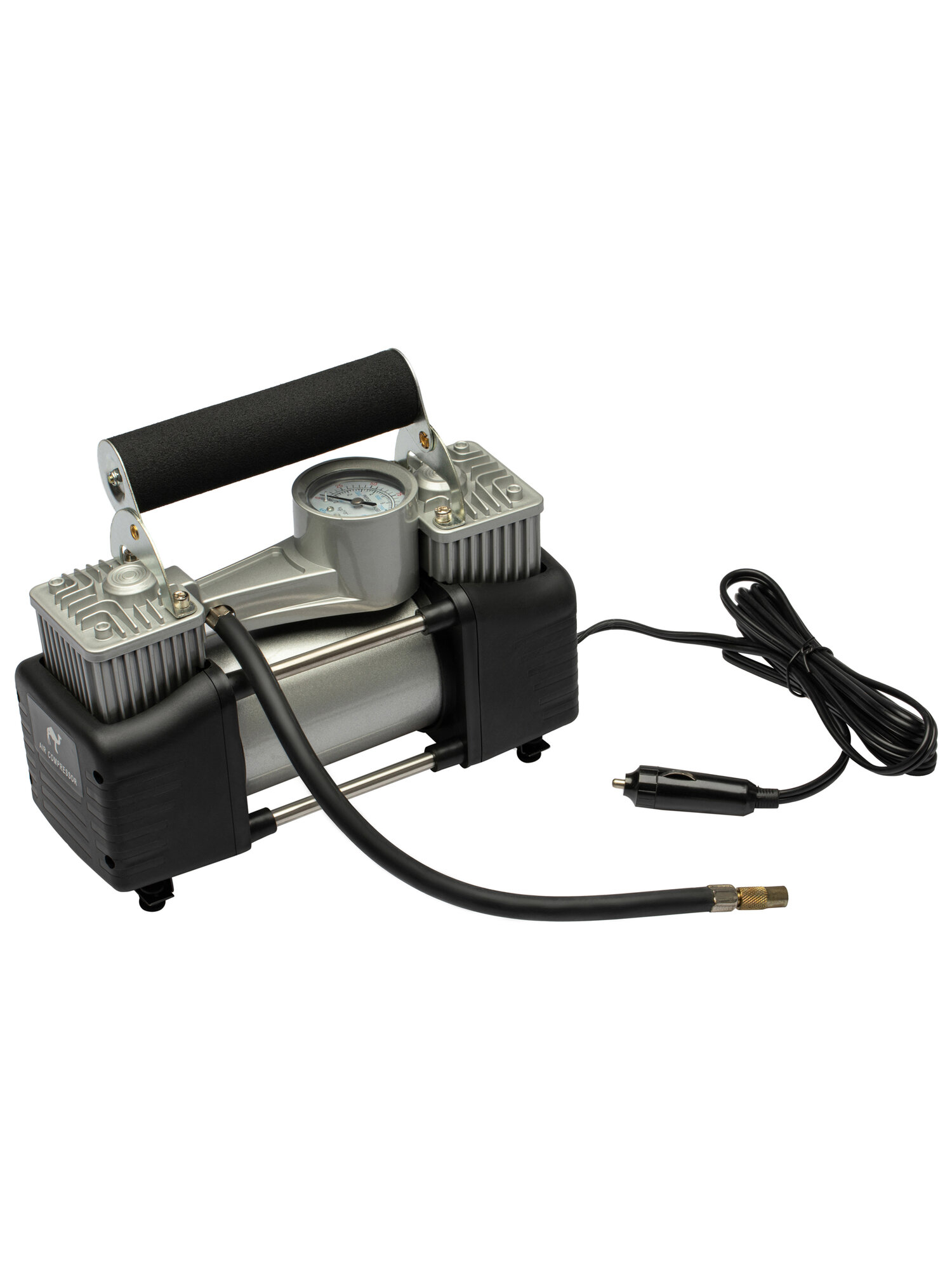 Компрессор LECAR LECAR000060406 двухпоршневой 10 атм, 65 л/мин с удлиняемым шлангом (металлический корпус)