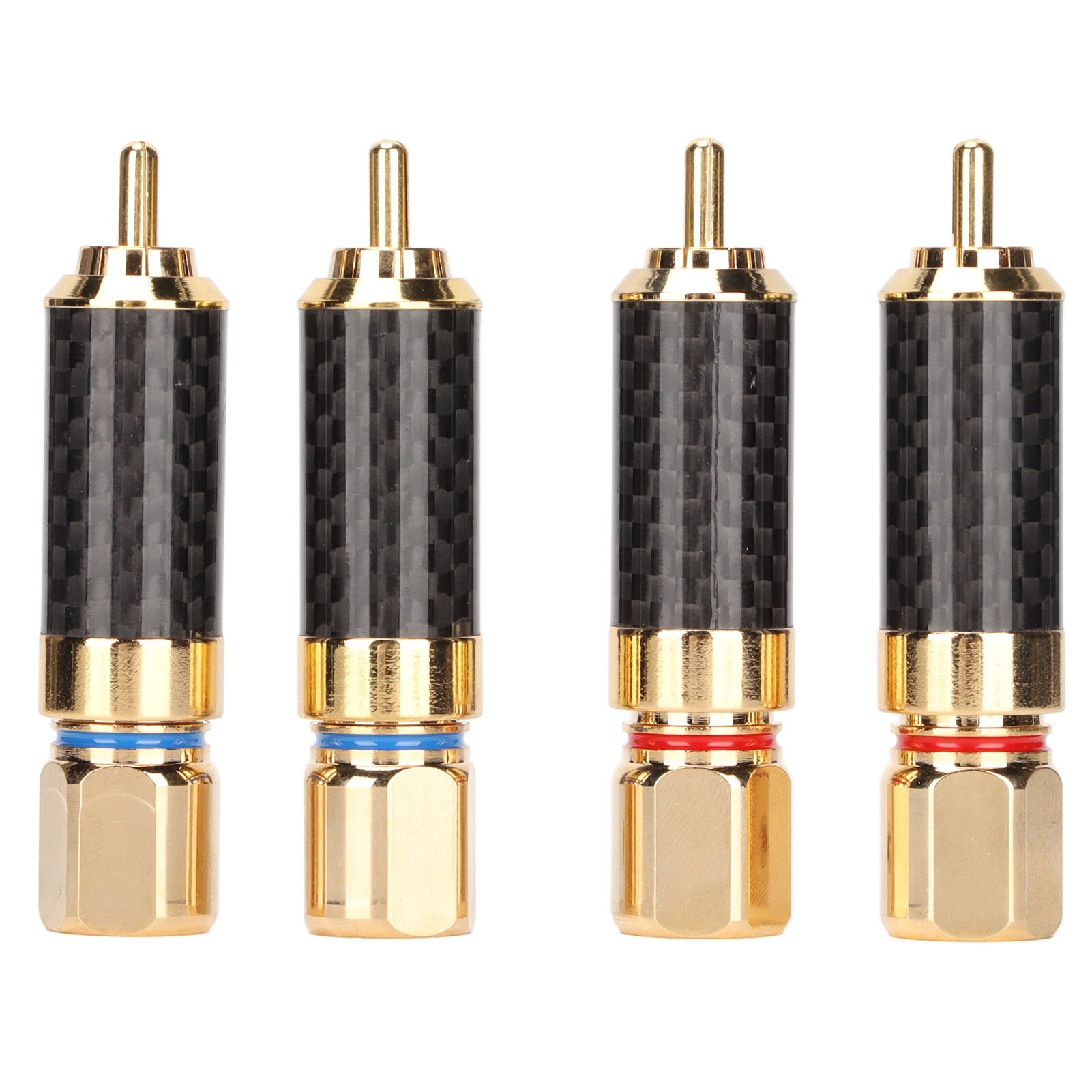 4pcs RCA звуковая заглушка из углеродного волокна с золотым покрытием.
