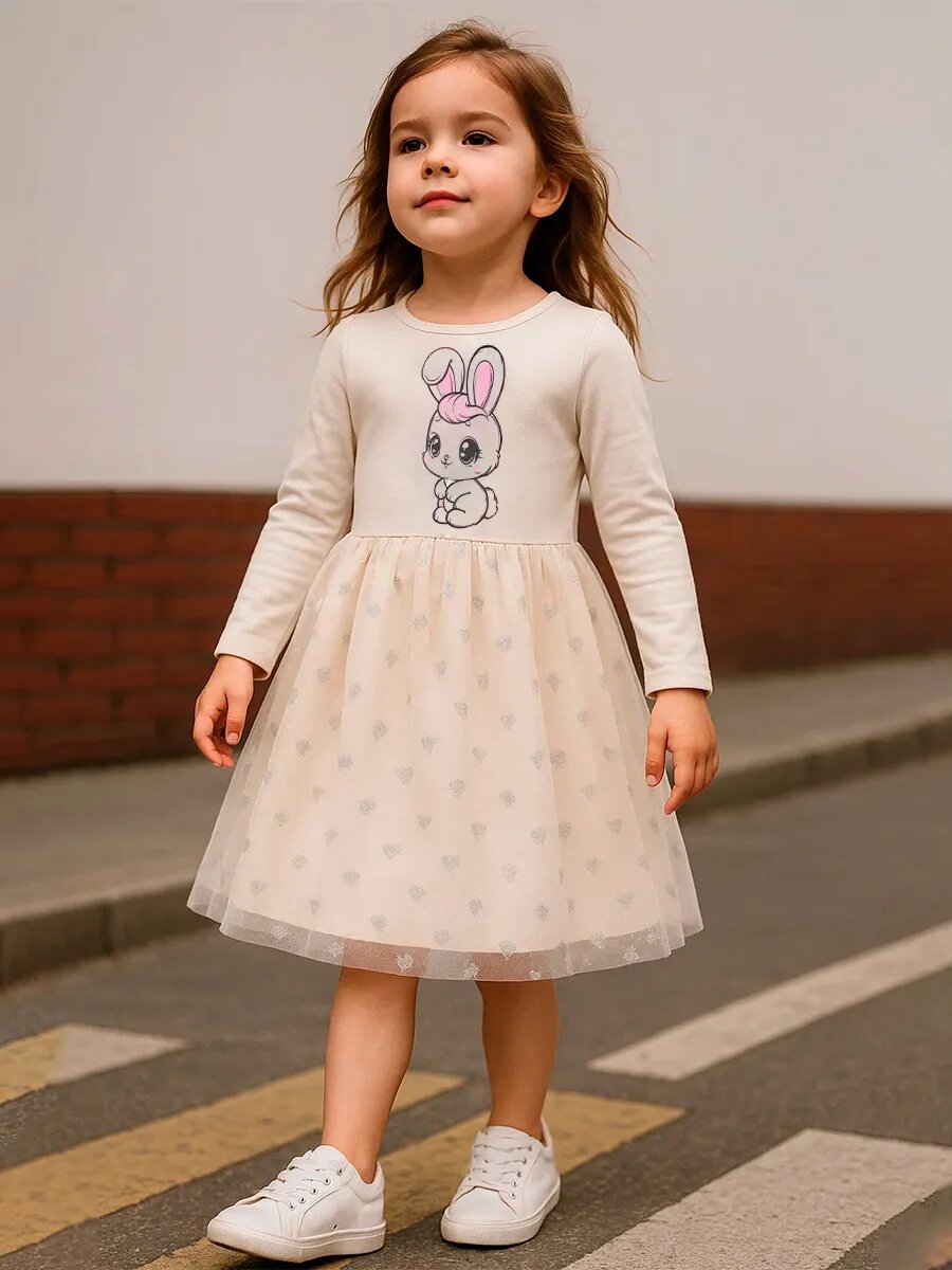 Платье Kari Kids Осень-зима 2025 размер 2-3 бежевый