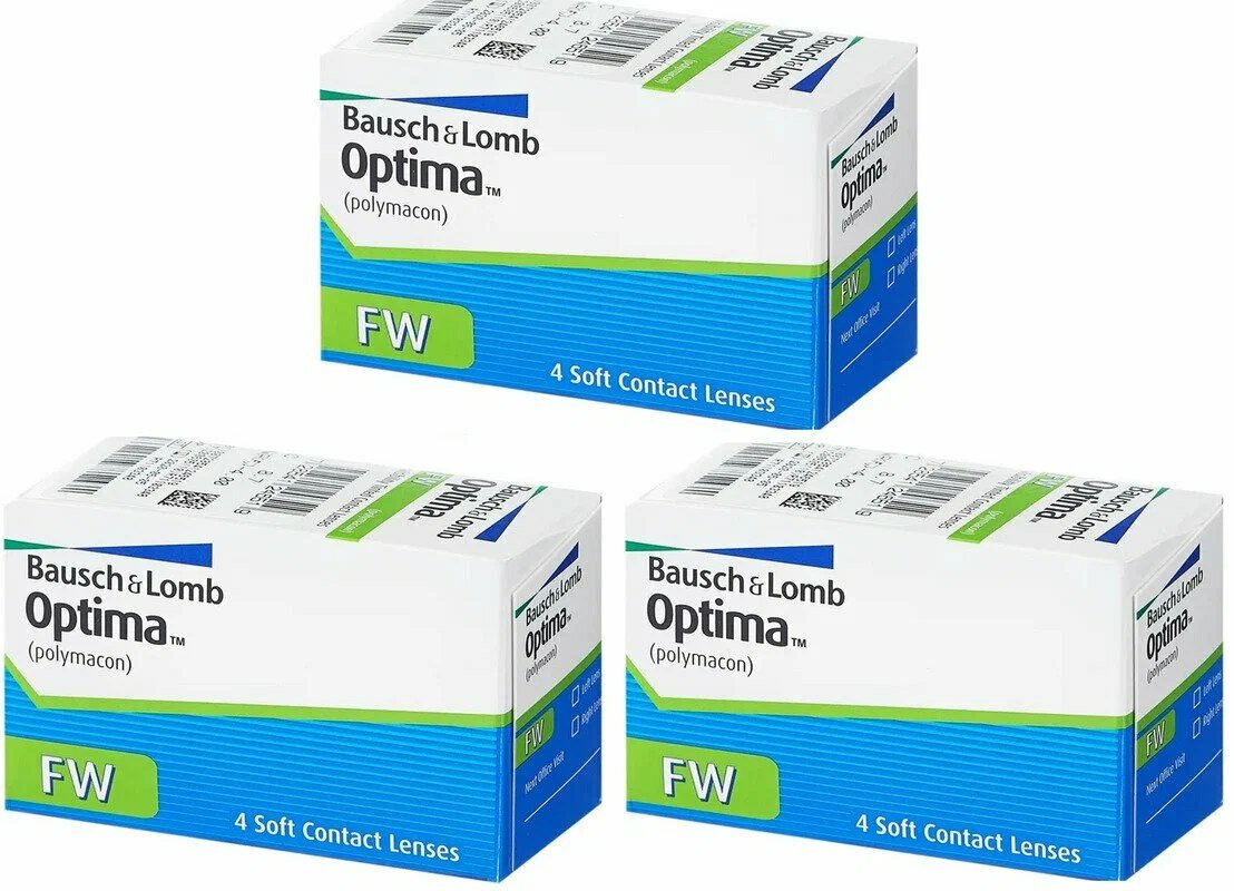 Контактные линзы Bausch & Lomb Optima FW, 4 шт., R 8,7, D -2,25, 3 уп.