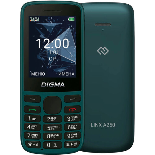 Телефон DIGMA LINX A250, Dual nano SIM, зеленый