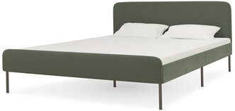 Каркас кровати селенга с реечным основанием, спальное место 160х200 см, размер 164х206 см, обивка: велюр, зеленый