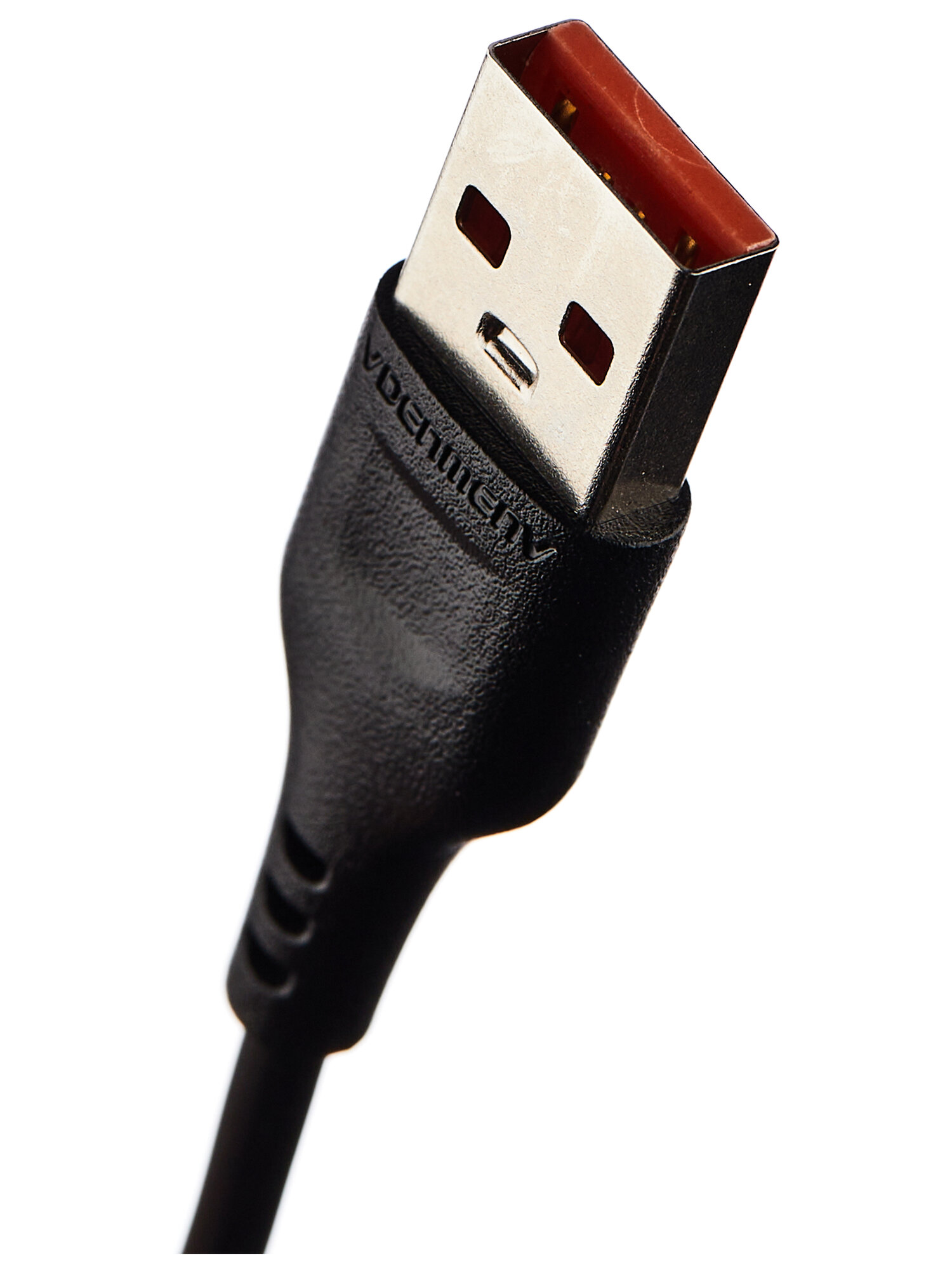 Кабель USB- micro-USB Denmen D01V, пластик штекер, 1м, круглый ПВХ, 2.4 A Черный Цвет