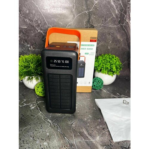 Внешний аккумулятор для телефона, зарядное устройство повербанк, power bank, powerbank 100000 mah быстрая зарядка, солнечная батарея, черный