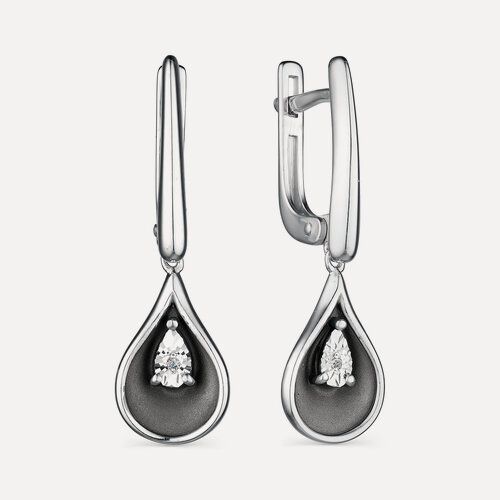 Изображение товара Серьги с подвесками, серебро, 925 проба, родирование, бриллиант