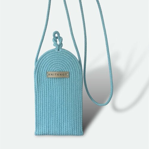 фото Сумка кросс-боди knit knot, фактура рельефная, бирюзовый