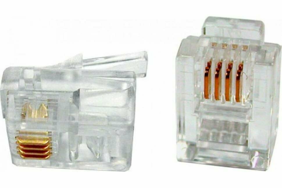 Телефонный коннектор TWT RJ-11 4P4C для трубки, 100 шт. в упаковке PL11-4P4C/100