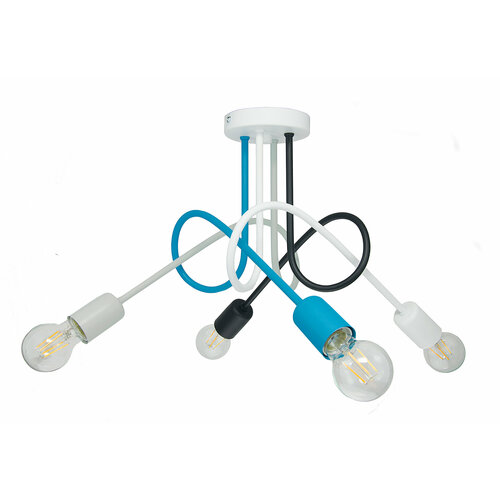 Цветной потолочный светильник на 4 лампы в современном стиле - дизайнерская люстра для интерьера