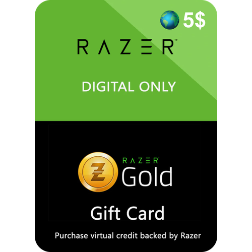 Пополнение кошелька RAZER GOLD на 5 USD Gift Card 5 Global Глобальный ключ активации 80000₽
