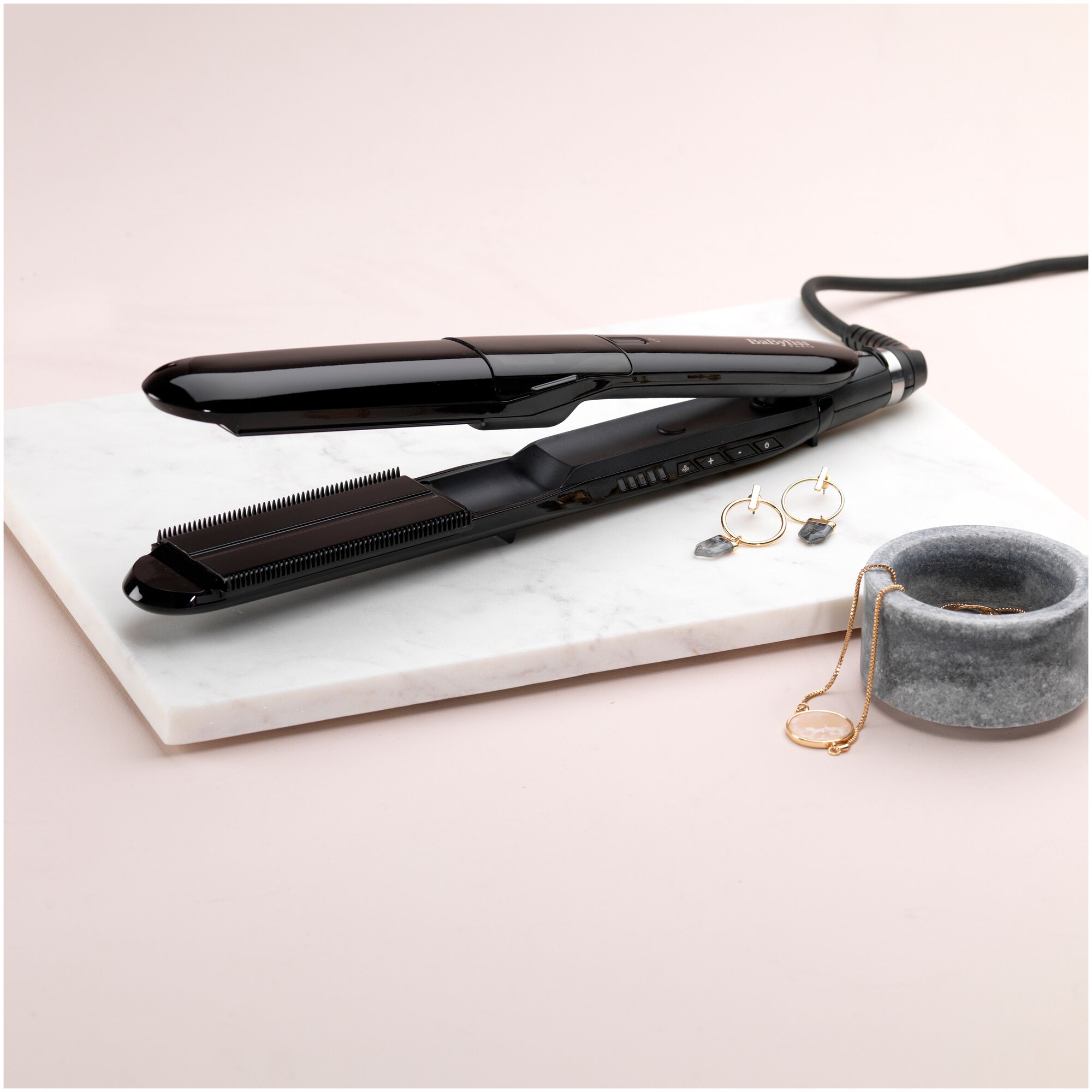 Выпрямитель для волос BaByliss ST492E, регулировка температуры, керамическое покрытие, black — фото 1