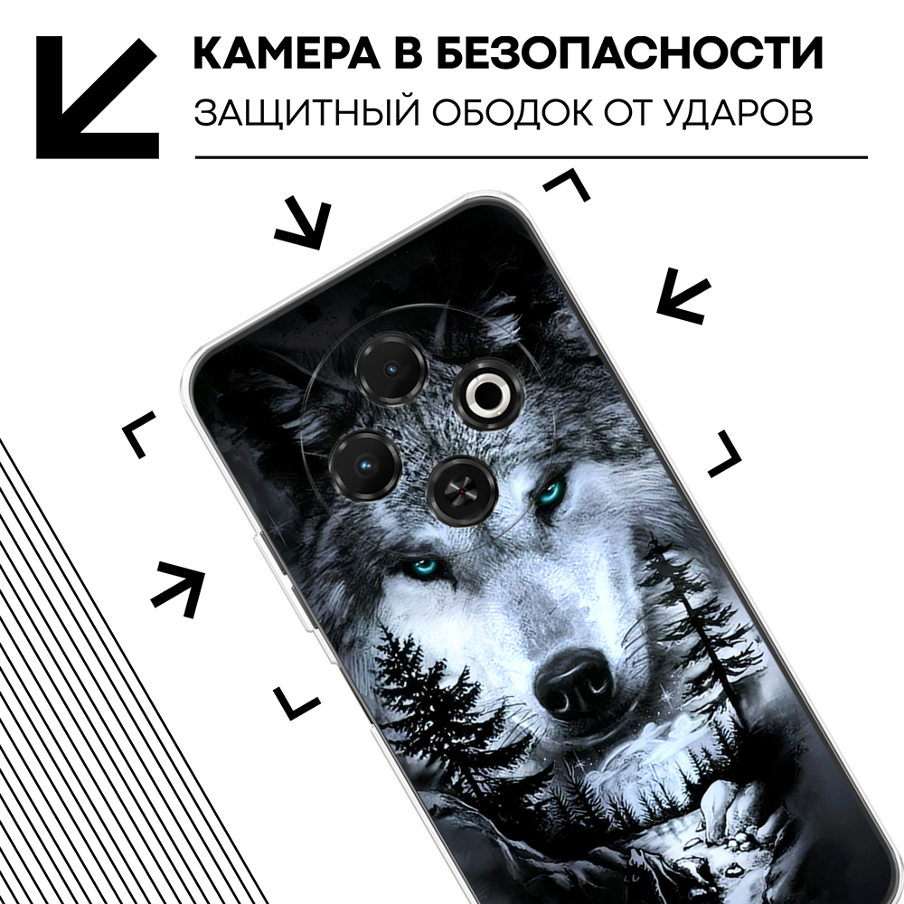 Чехол на Tecno Spark 30C / Текно Спарк 30C с принтом Волк в зимнем лесу — фото 1