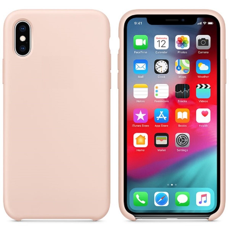 Силиконовый чехол на iPhone X / iPhone XS (на айфон х/хс), розовый пудровый — фото 1