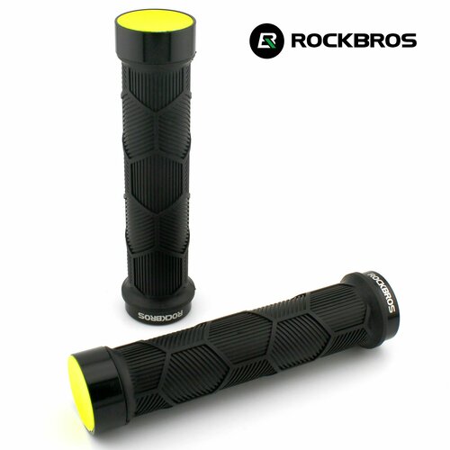 Грипсы RockBros Hexagon 142mm, нескользящие, светоотражающая заглушка, черные