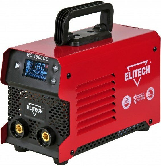Сварочный аппарат Elitech ИС190LCD инверторный 140-250В 6.1кВт 20-180А