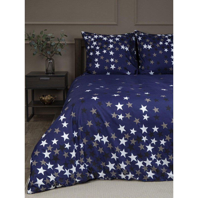 Постельное белье 2сп микрофибра MilkyWay (нав. 70х70 2 шт) синий