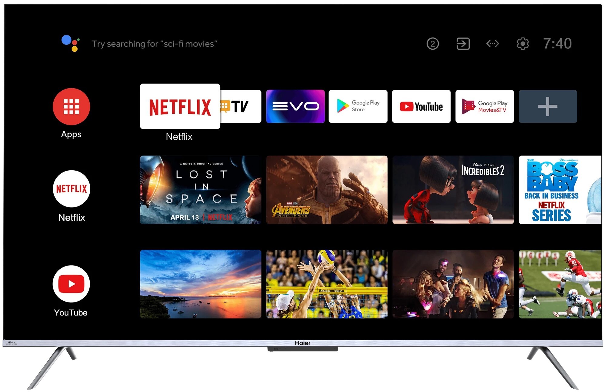 Телевизор Haier 43 Smart TV S3, разрешение 4K, 60Гц, Android TV — фото 1