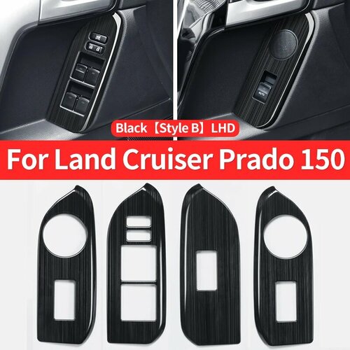 Для 2010-2021 Toyota Land Cruiser Prado 150 аксессуары для модификации интерьера стеклянная панель кнопки FJ150 J15 дверная ручка автомобиля Black Style B LHD 2806₽