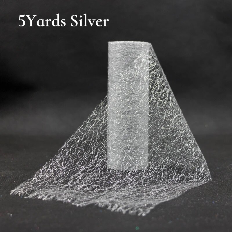 Блестящая сетчатая тюль 15 см 10 ярдов Серебряный Silver-5Y