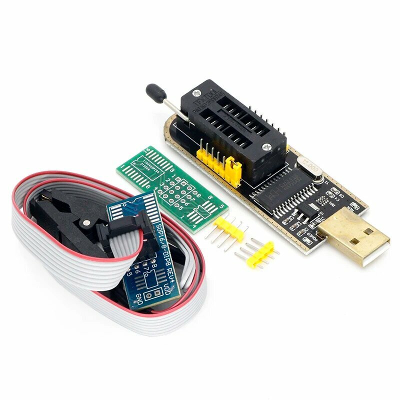 USB-программатор CH341 24 25 серия EEPROM, модуль программатора с флэш-BIOS + зажим SOIC8 SOP8 для проверки EEPROM 93CXX / 25CXX / 24CXX, 1 set
