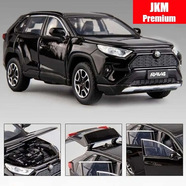 1/32 Toyota RAV4 SUV Внедорожная игрушечная машинка литая под давлением металлическая модель JKM звук и свет открывающиеся двери образовательная коллекция подарок для мальчика TOYOTA RAV4 Premium