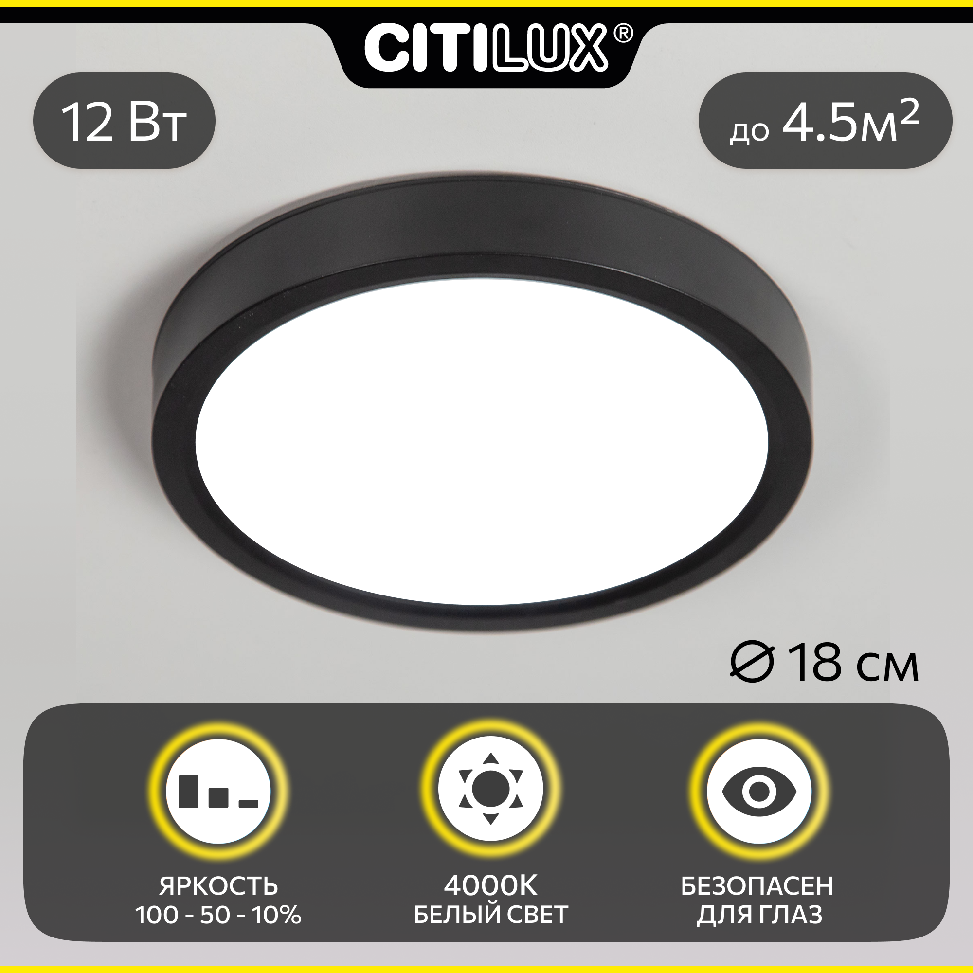 Citilux Бейсик CL738121N Светильник накладной Чёрный