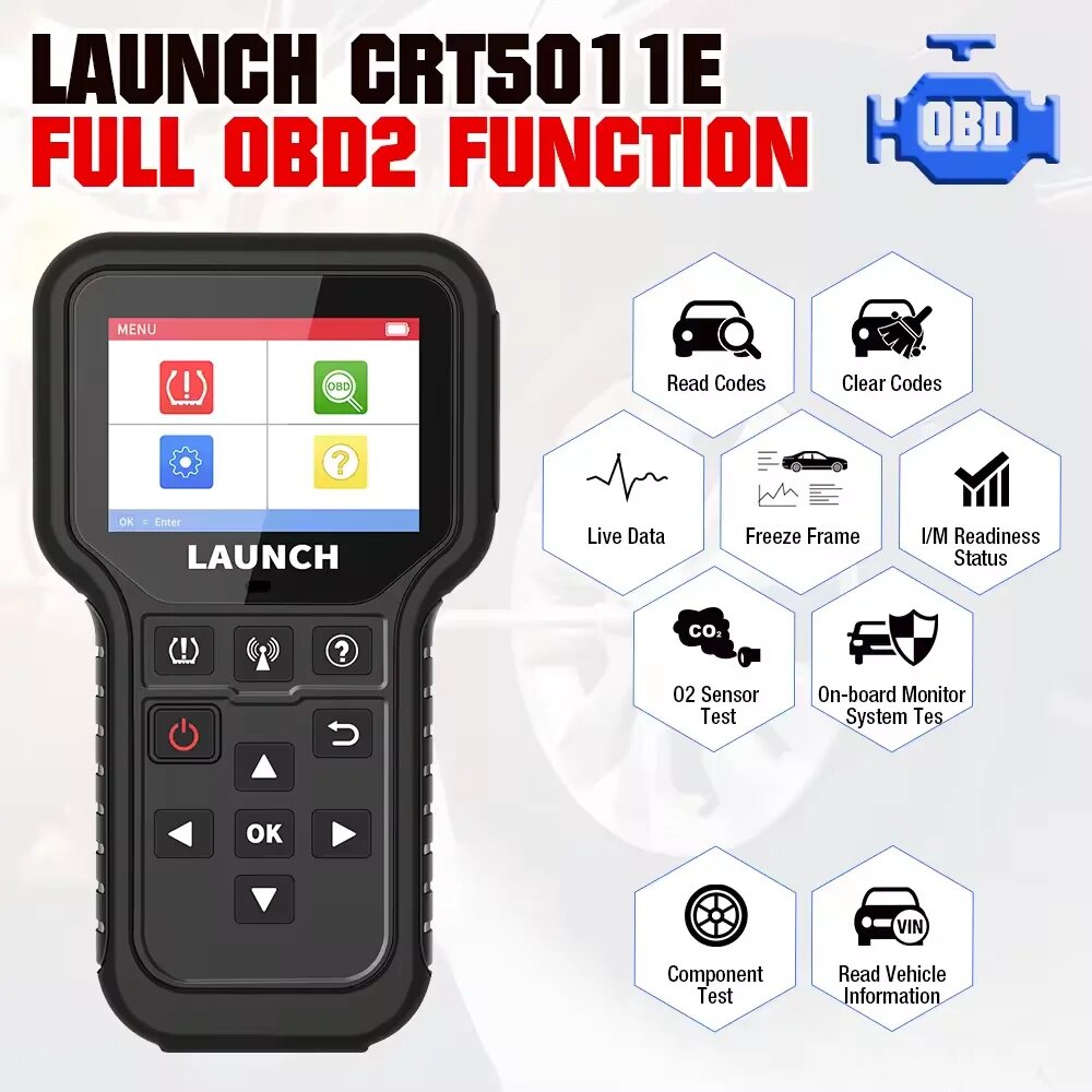 LAUNCH X431 CRT5011E Инструмент для диагностики давления в шинах TPMS Clear Tire DTCs Программа сброса активации Запуск радиочастотных датчиков Инструмент Tpms, with RF03 Sensors — фото 1
