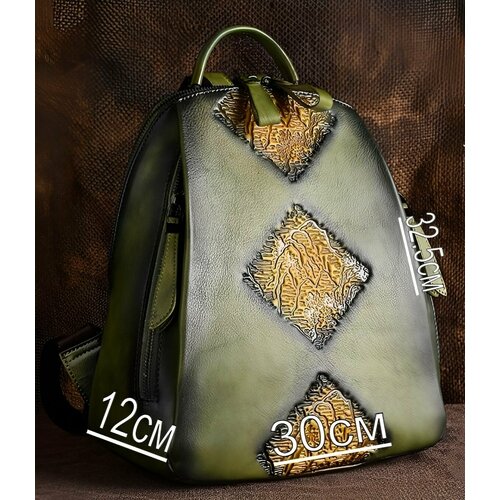 Рюкзак торба КожаноFF, фактура рельефная, зеленый