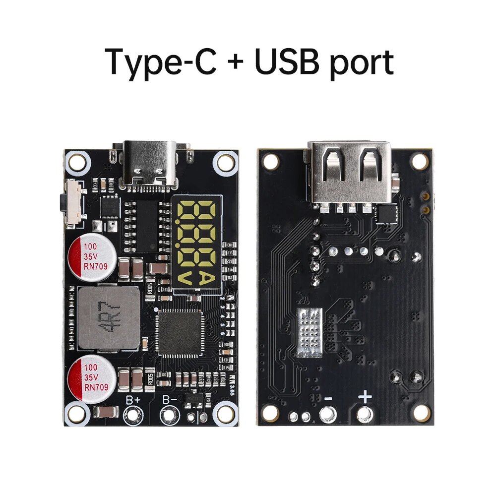2-6S 45 Вт модуль быстрой зарядки Power Bank Diy материнская плата напряжение ток цифровой дисплей поддержка PD/QC/FCP/SCP понижающая/повышающая зарядка, TypeC USB