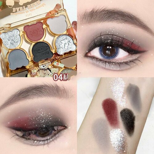 Тени для век с шиммером XiXi, 6 цветов, Lie Innocent #04