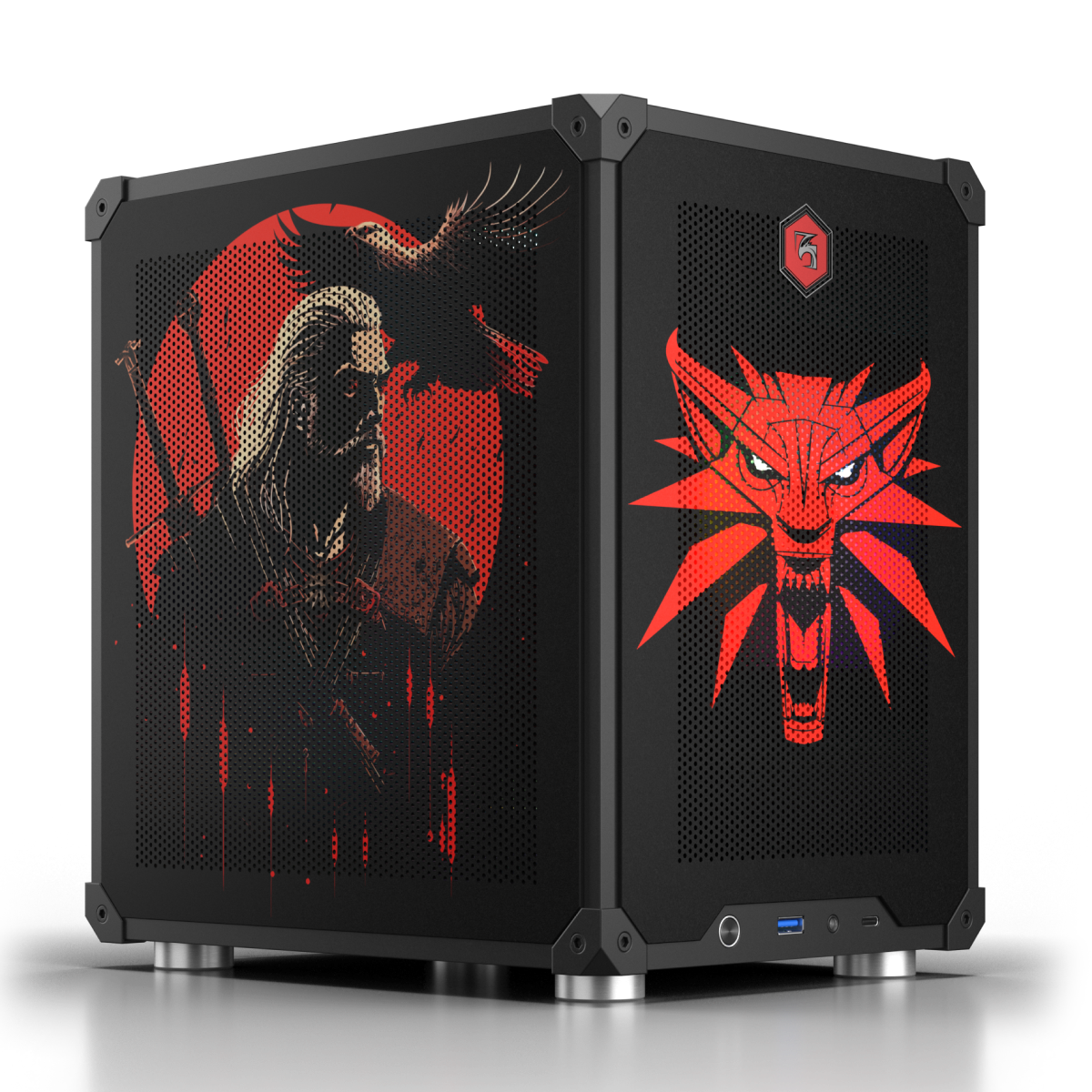 Корпус для компьютера JONSBO C6 Black Witcher edition mATX, черный, красный