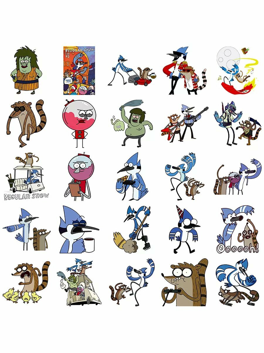 Набор самоклеящихся виниловых наклеек Regular Show 53 шт — фото 1
