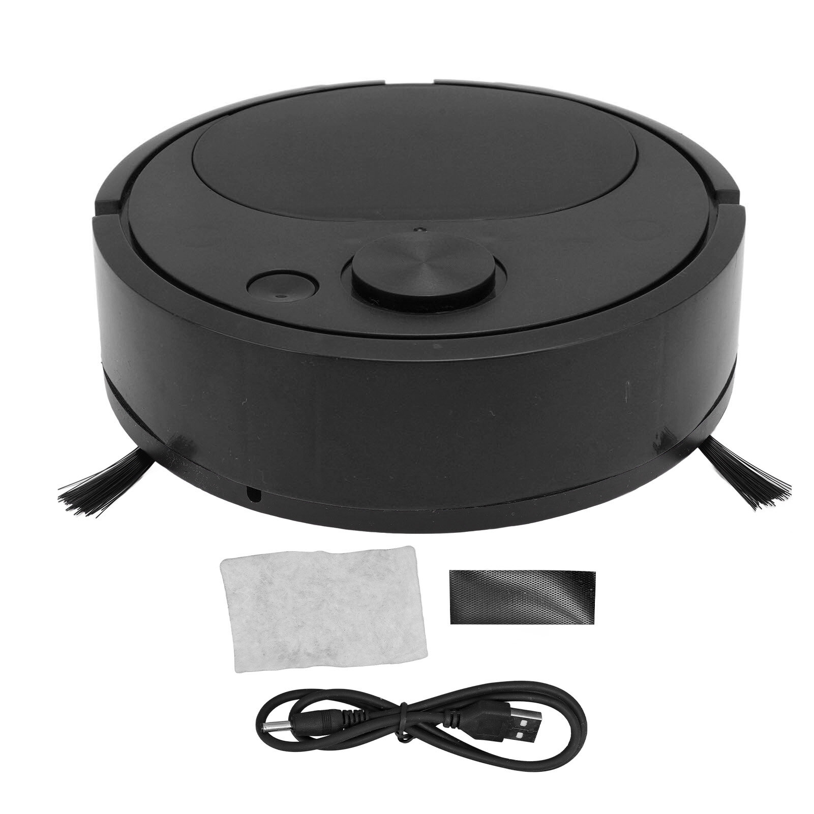 Robot Vacuum Cleaner Multifunctional USB Charging Mini Smart Sweeping for Wooden Flooring Tile Carpet Black