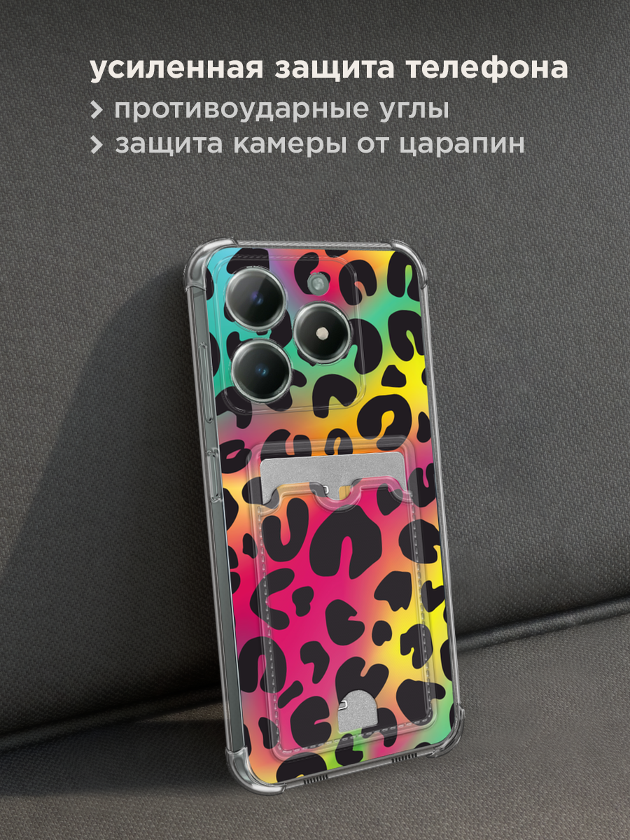 Чехол на Realme C61 4G (Global) (Реалми C61 4G) с картой и принтом Леопард — фото 1