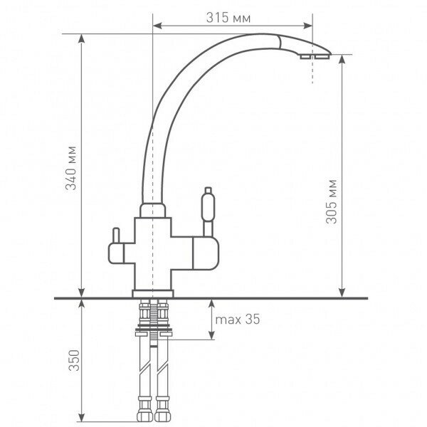 Смеситель для кухни Zigmund & Shtain ZS 1500 нержавейка полированная