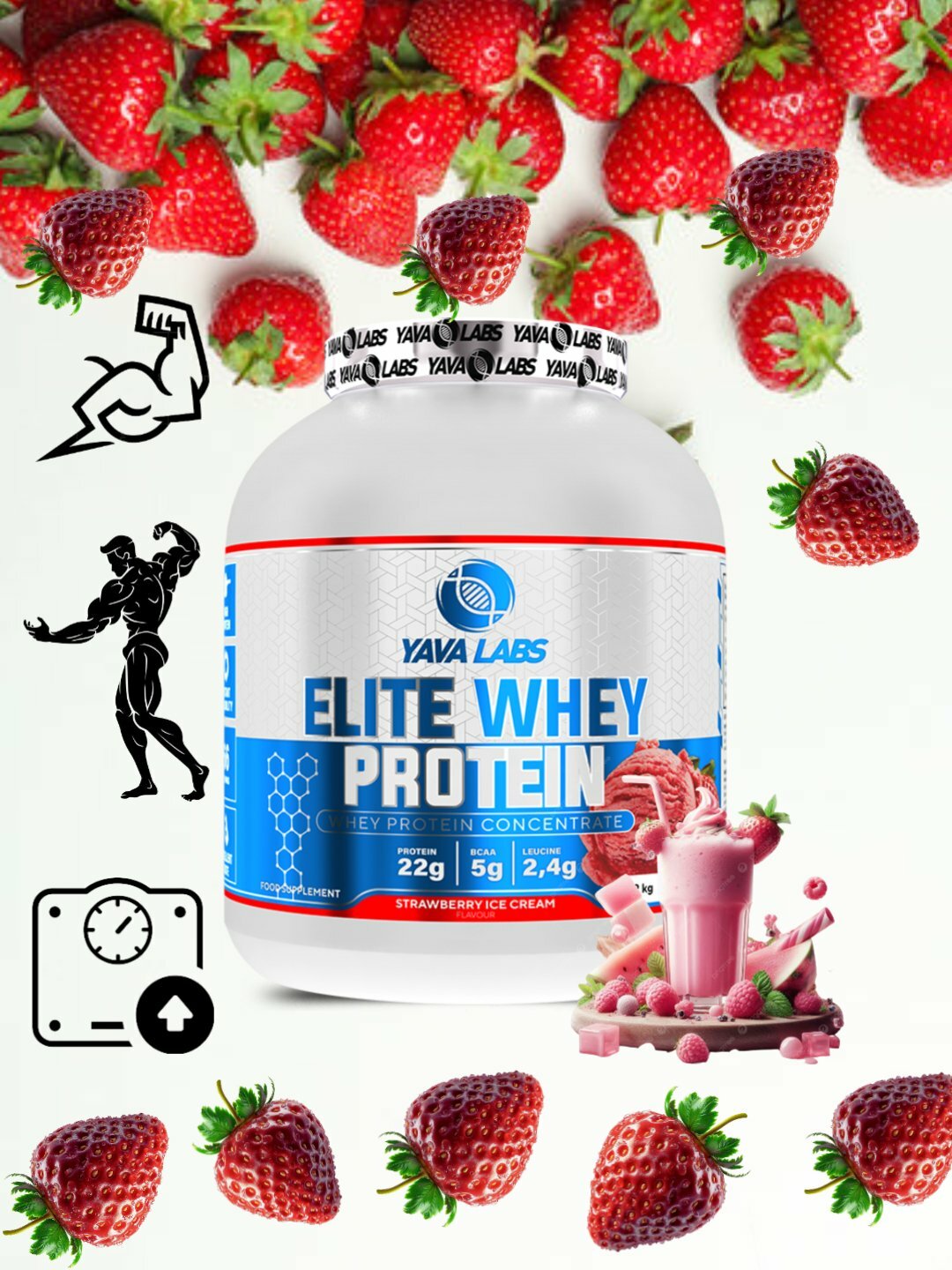 YAVA LABS Whey protein elite 1кг сывороточный белок, ваниль 1 kg — фото 1