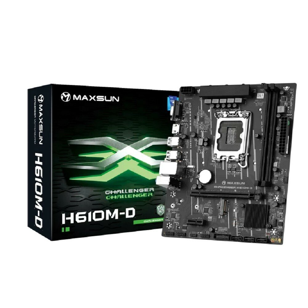 MAXSUN Материнская плата MS-Challenger H610M-D LGA1700, mATX, 2xDDR4, HDMI+VGA, 1хM.2, LAN 1Gb, RTL
