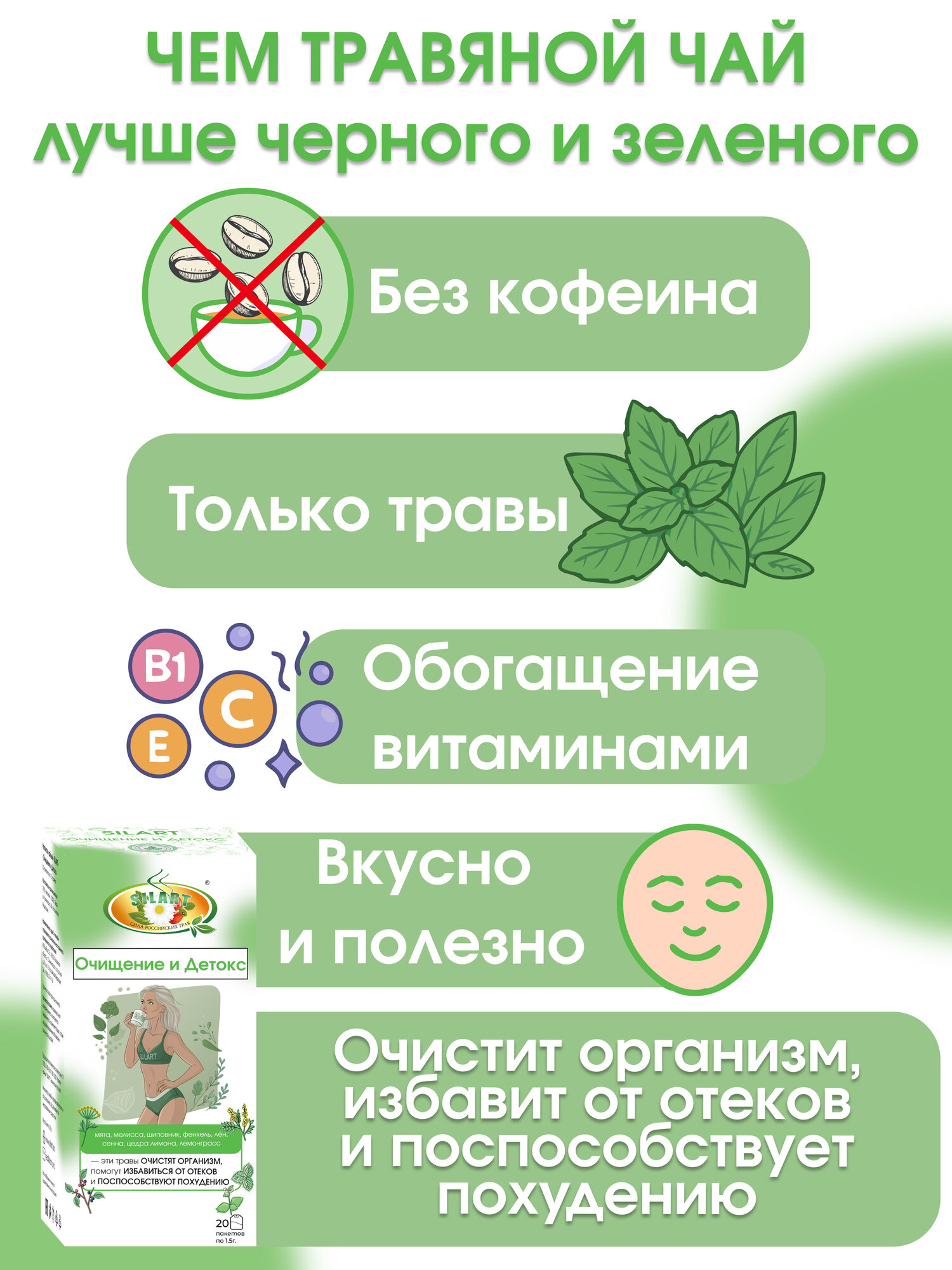 Картинки Чай в пакетиках, чай для похудения, Очищение и детокс. 20 фильтр-пакетов, травяной чай