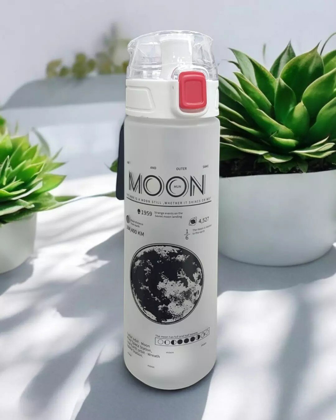 Спортивная бутылка для воды, с трубочкой для питья, "MOON" — 800 мл