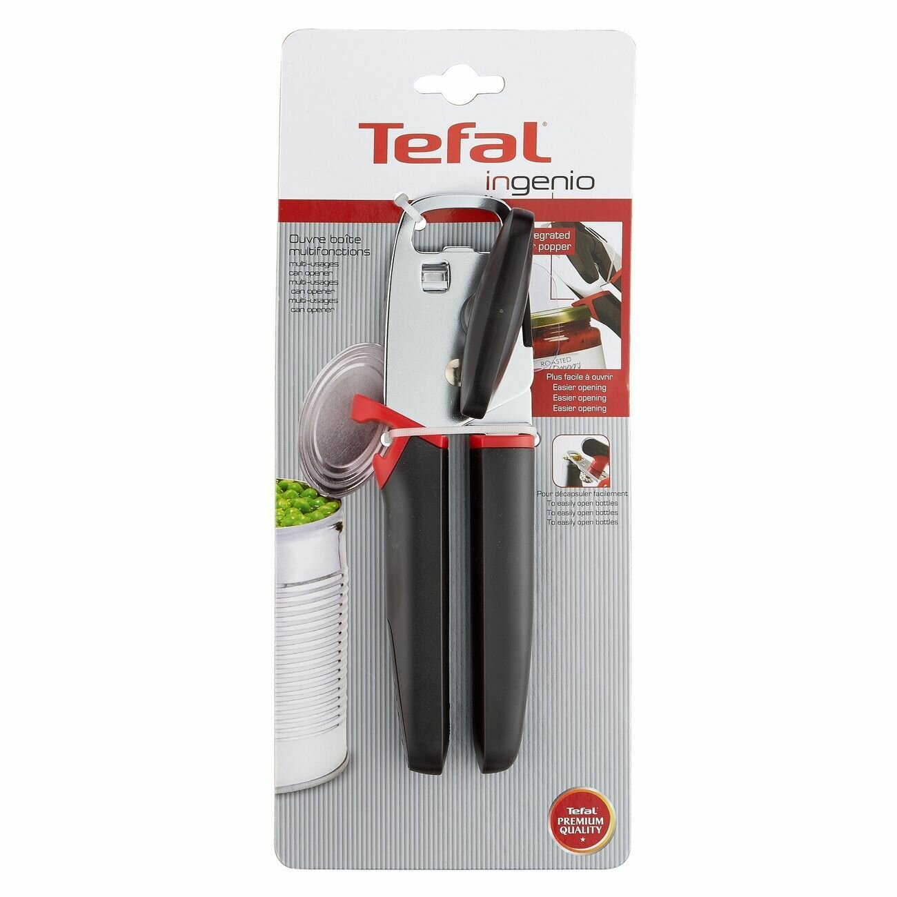 Консервный нож Tefal INGENIO K2070514 нержавеющая сталь черный/ красный