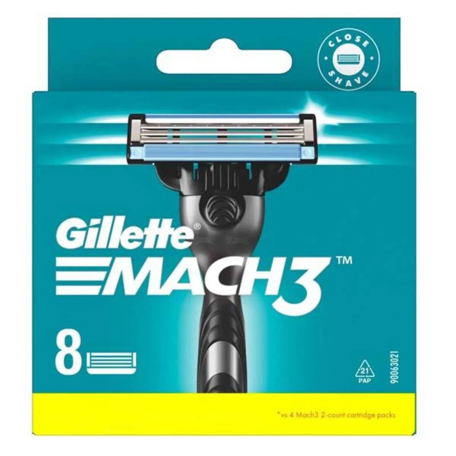 GILLETTE Mach 3 Сменные кассеты для бритья с 3 лезвиями, мужские, 8 шт