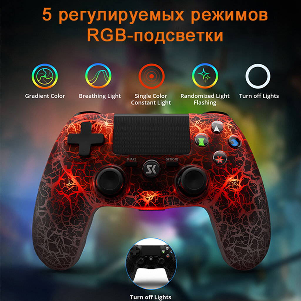 Изображение Беспроводной геймпад для PS4 и ПК, с DualShock, сенсорной панелью, датчиком движения, аккумулятором 1000 мАч