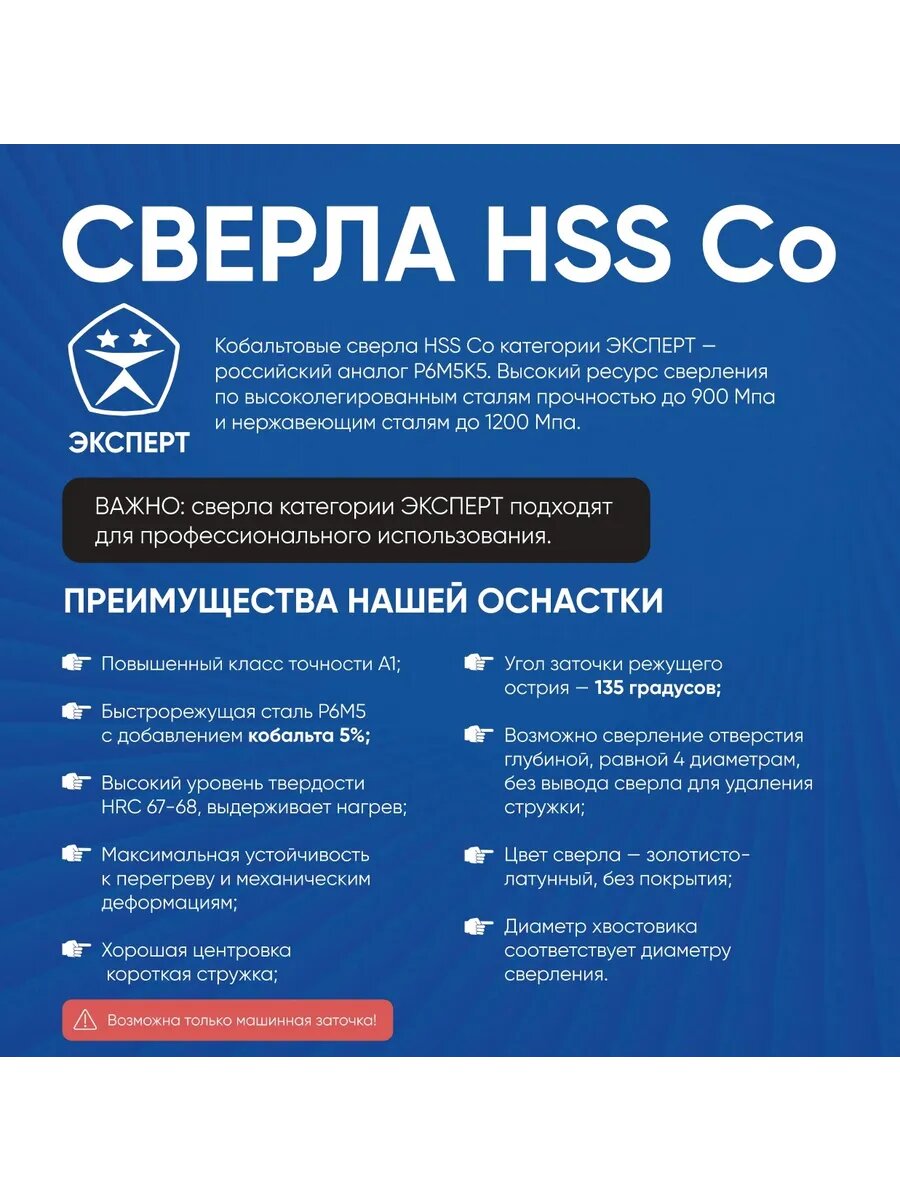 Изображение Сверло по металлу 13 мм, HSS Co, Кобальт, 5 шт