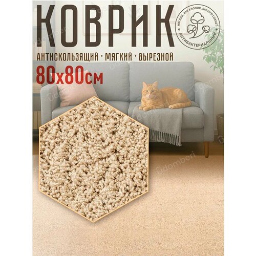 фото Ковер комнатный напольный с ворсом для зала 80х80 vdomberi