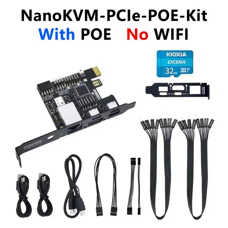Sipeed NanoKVM-PCIe PiKVM Мини-сервер с дистанционным управлением и обслуживанием HDMI ПК дистанционное управление Настольный сервер обслуживания, PCIE-POE kit