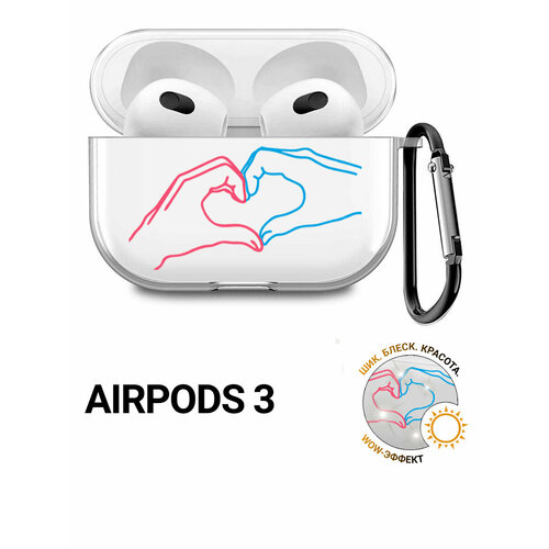 фото Прозрачный чехол для наушников apple airpods 3 / аирподс 3 силиконовый с 3d принтом "fall in love" slvgo