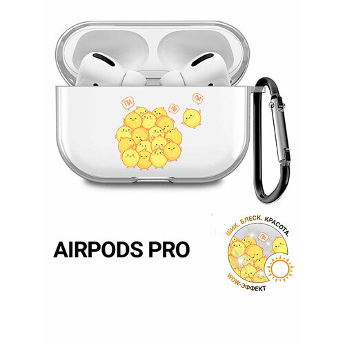 фото Прозрачный чехол для наушников apple airpods pro / аирподс про силиконовый с 3d принтом "pi-pi-pi" slvgo