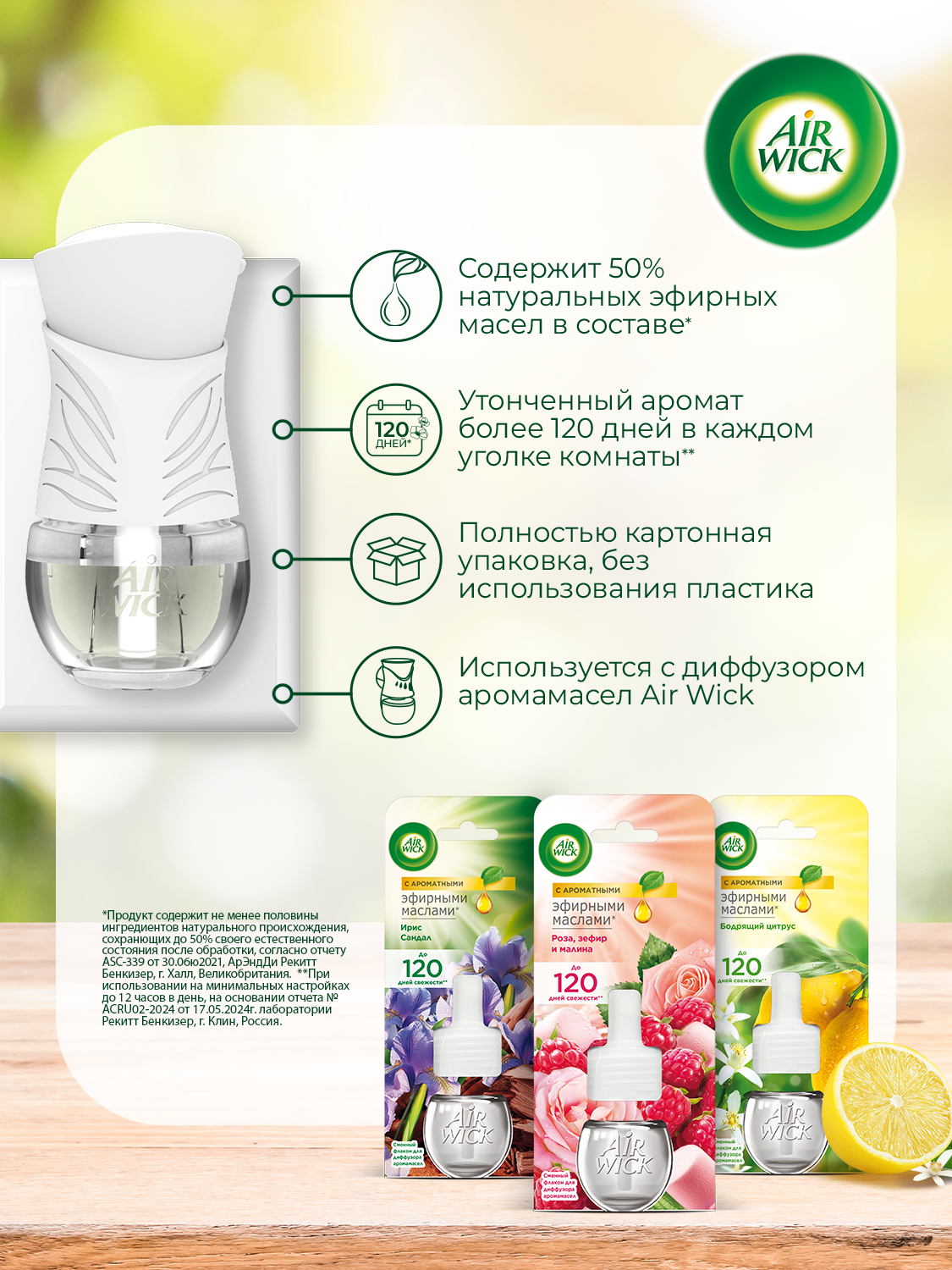 Освежитель воздуха, сменный флакон для диффузора аромамасел Air Wick Бодрящий цитрус, 19 мл — фото 1