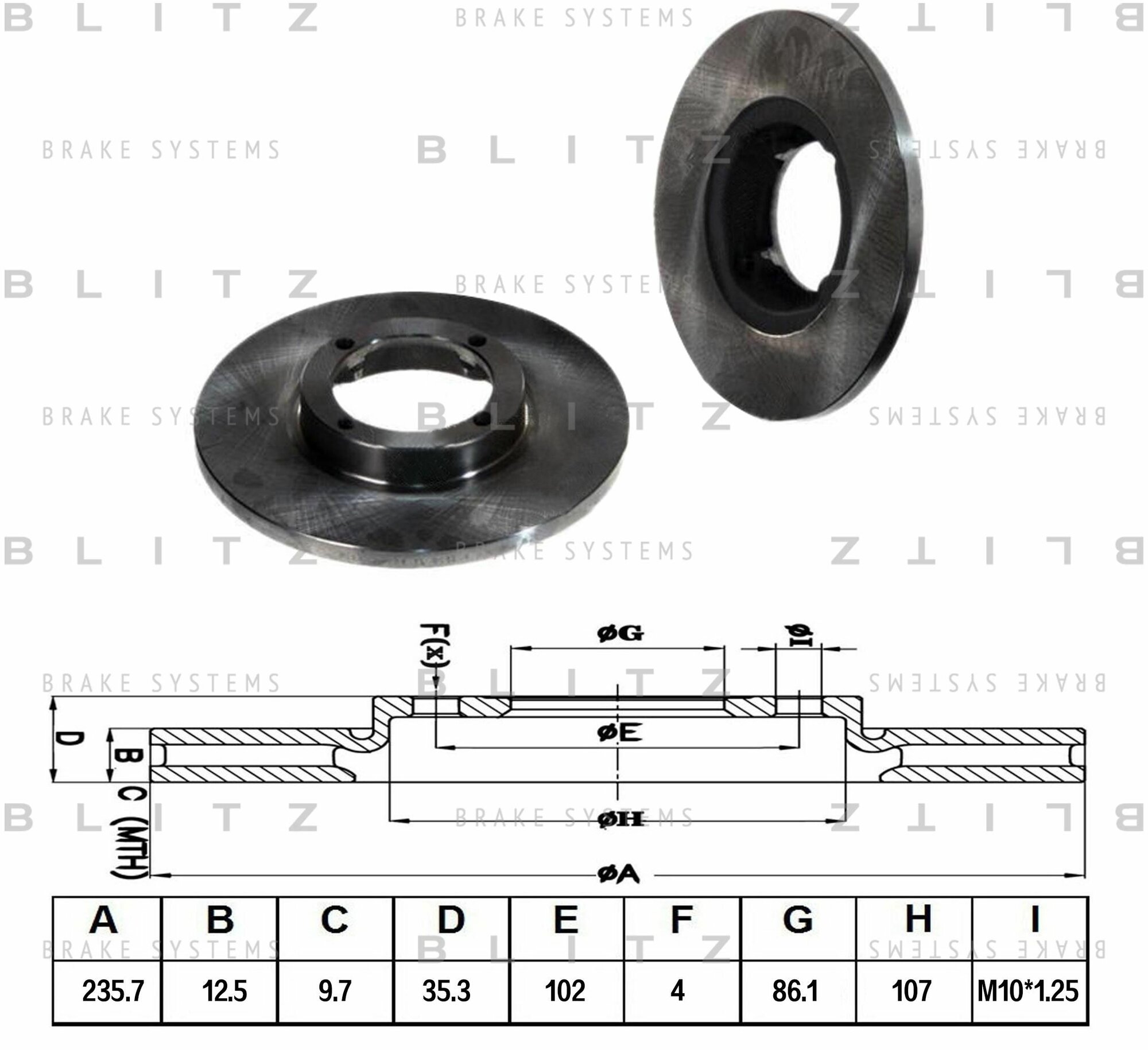 Диск тормозной передний 2 шт для Шевроле Матиз, Спарк, Дэу Матиз BS0361 BLITZ