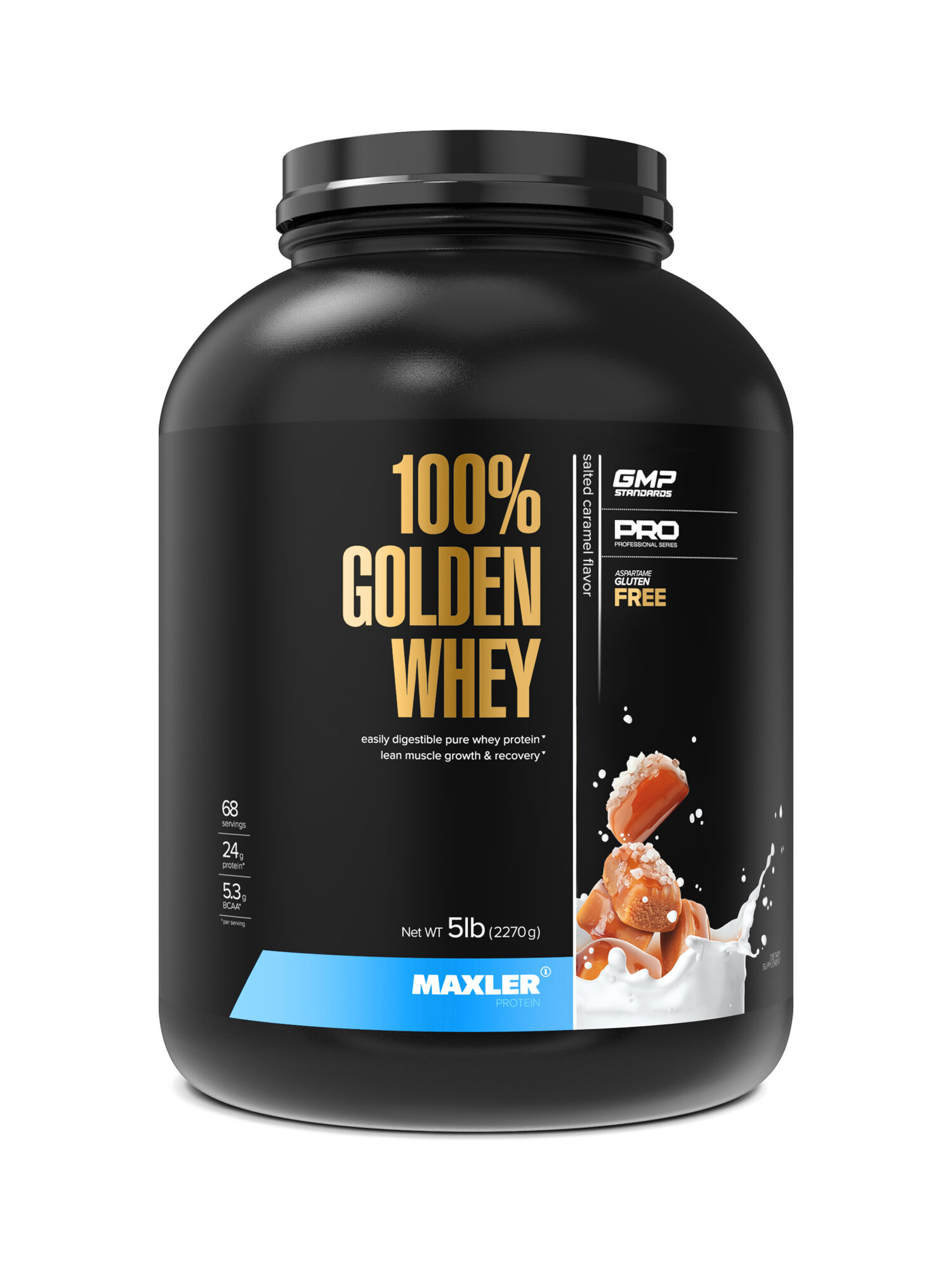 Протеин сывороточный Maxler 100% Golden Whey 5 lb, порошок, 2270 г - Солёная карамель