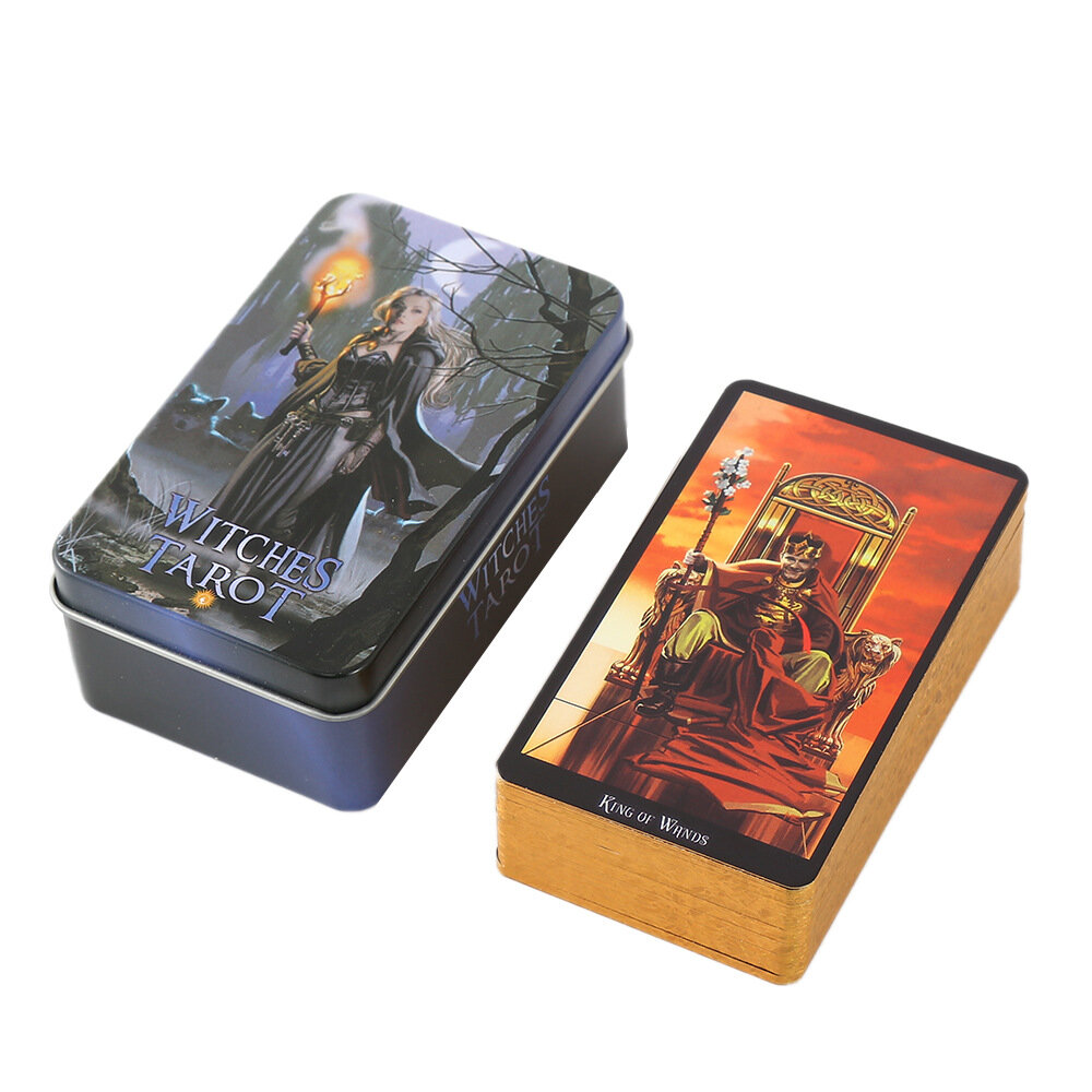 Карты Таро ，T38 Witches tarot cards，Процесс бронзирования, высококачественная железная коробка с картами таро